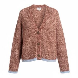 Sundry Marled Button-Up Cardigan - Brown and Cream